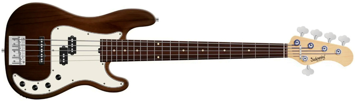 Sadowsky Hybrid Pj Bass 21 Fret Alder 5c Metroline All Active Mor - Antique Tobacco Transparent Satin - Basse Électrique Solid Body - Main picture
