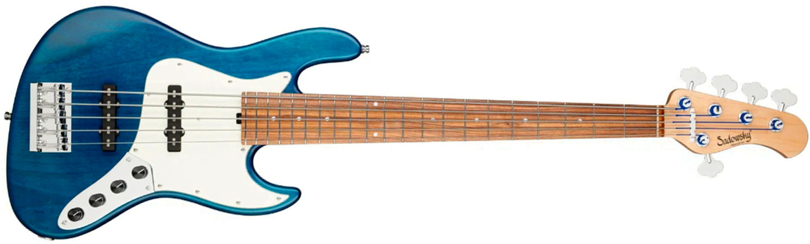 Sadowsky Vintage Jj Bass 21 Fret Alder 5c Metroline All Active Mor - Ocean Blue Transparent Satin - Basse Électrique Solid Body - Main picture