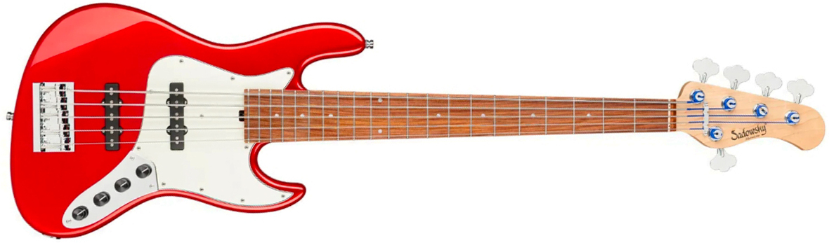 Sadowsky Vintage Jj Bass 21 Fret Alder 5c Metroline All Active Mor - Candy Apple Red Metallic - Basse Électrique Solid Body - Main picture