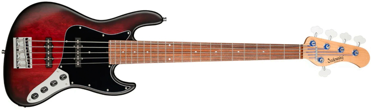 Sadowsky Vintage Jj Bass 21 Fret Alder 5c Metroline All Active Mor - Burgundy Blackburst Transparent Satin - Basse Électrique Solid Body - Main pictur