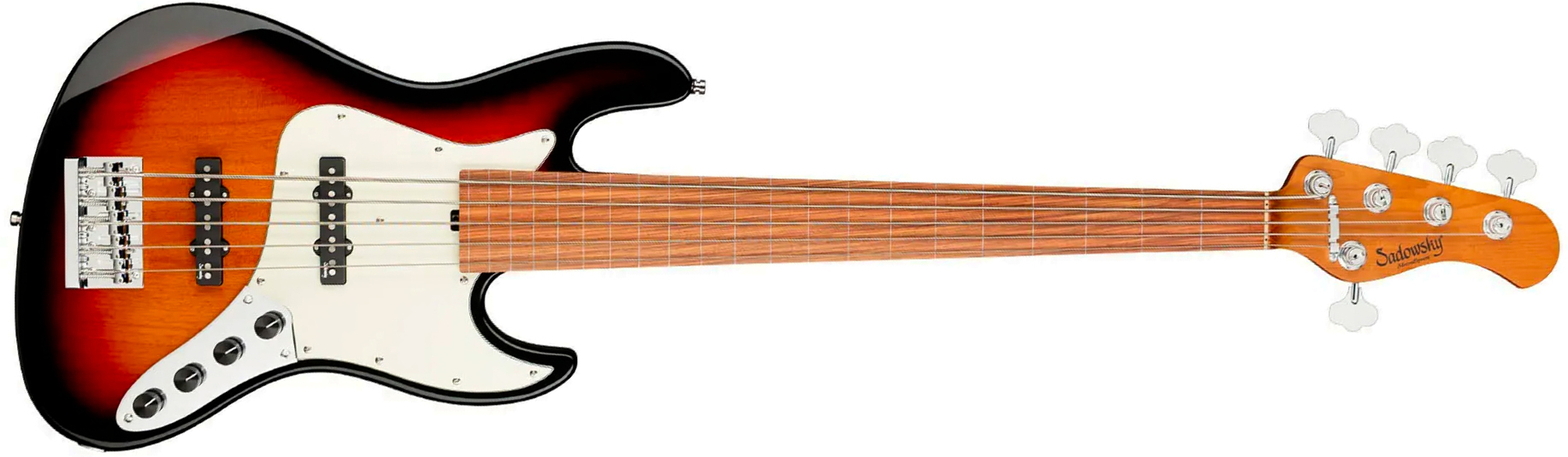 Sadowsky Vintage Jj Bass 21f 5c Fretless Metroexpress Mor - Tobacco Sunburst Transparent - Basse Électrique Solid Body - Main picture