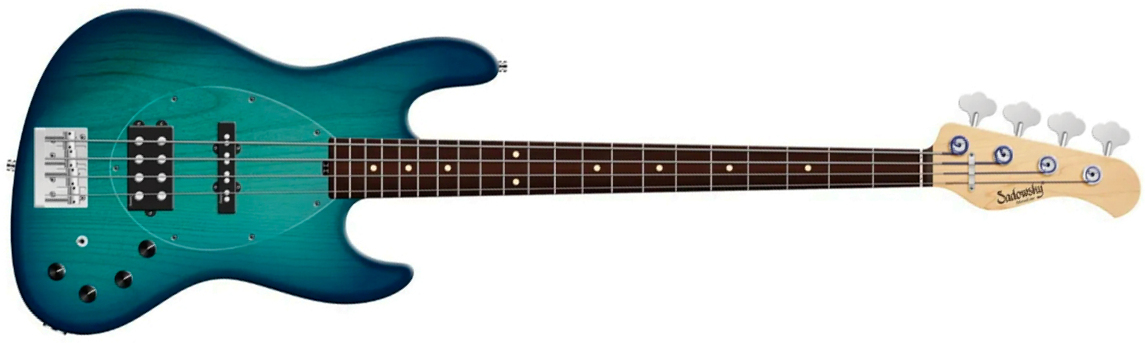Sadowsky Vintage Mj Bass 21f Alder 4c Metroline All Active Mor - Bora Blue Burst Satin - Basse Électrique Solid Body - Main picture