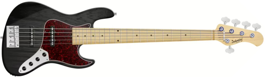 Sadowsky Will Lee 22-fret Ash 5c Metroline Signature All Active Mn - Nirvana Black Transparent Satin - Basse Électrique Solid Body - Main picture