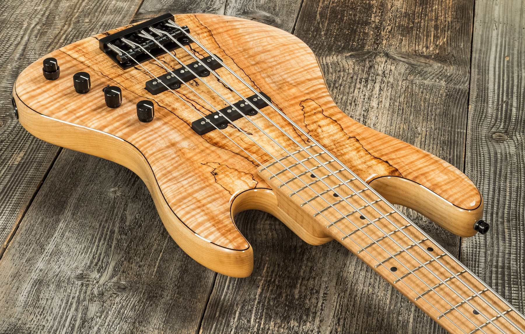 Sadowsky Custom Shop Standard J/j Bass 21f 5c Spalted Maple 5c Active Mn #scsc000188-23 - Natural - Basse Électrique Solid Body - Variation 2