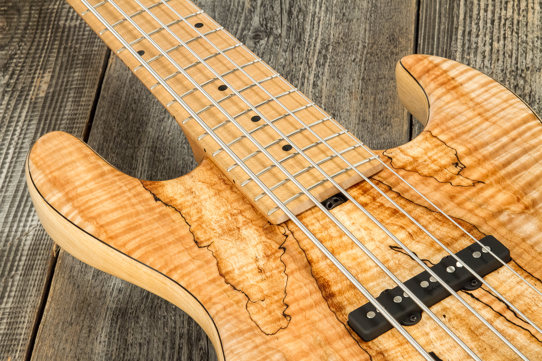 Sadowsky Custom Shop Standard J/j Bass 21f 5c Spalted Maple 5c Active Mn #scsc000188-23 - Natural - Basse Électrique Solid Body - Variation 4