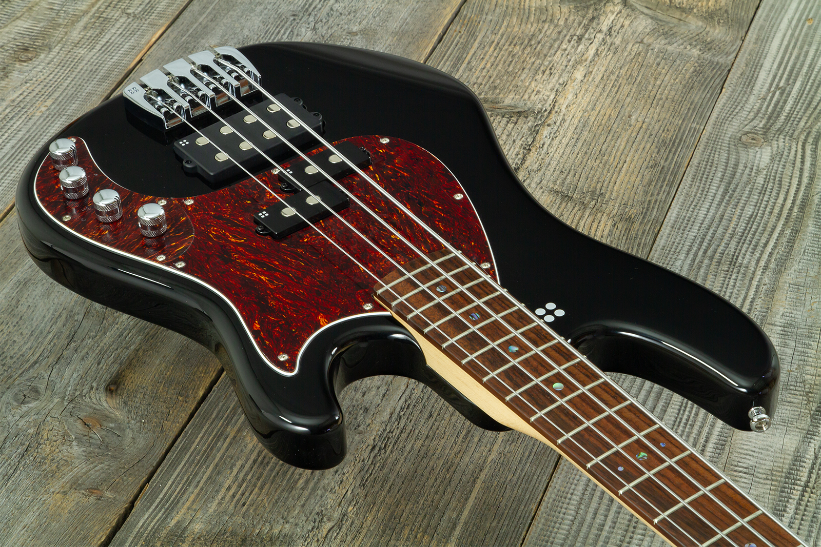 Sandberg California Vm4 Abalone Dots All 4c Active Rw - Highgloss Black - Basse Électrique Solid Body - Variation 5