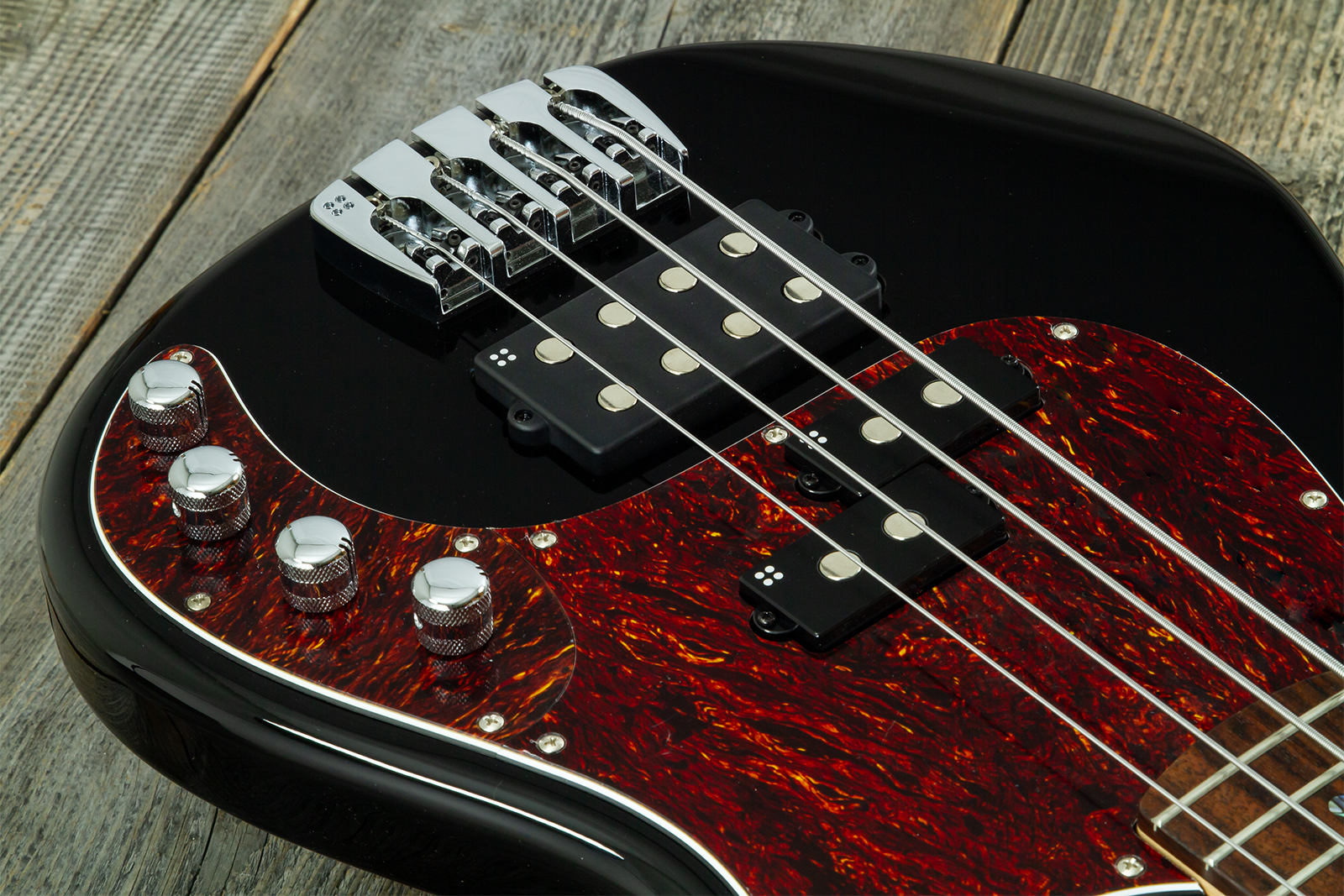 Sandberg California Vm4 Abalone Dots All 4c Active Rw - Highgloss Black - Basse Électrique Solid Body - Variation 6
