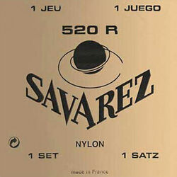 Cordes guitare classique nylon Savarez Classic 520R Carte Rouge Tension Forte - Jeu de 6 cordes