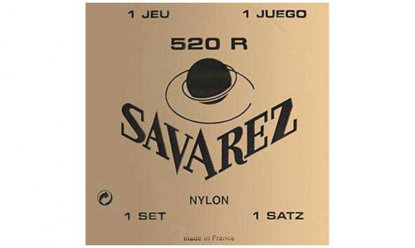 Cordes guitare classique nylon Savarez Classic 520R Carte Rouge Tension Forte - Jeu de 6 cordes