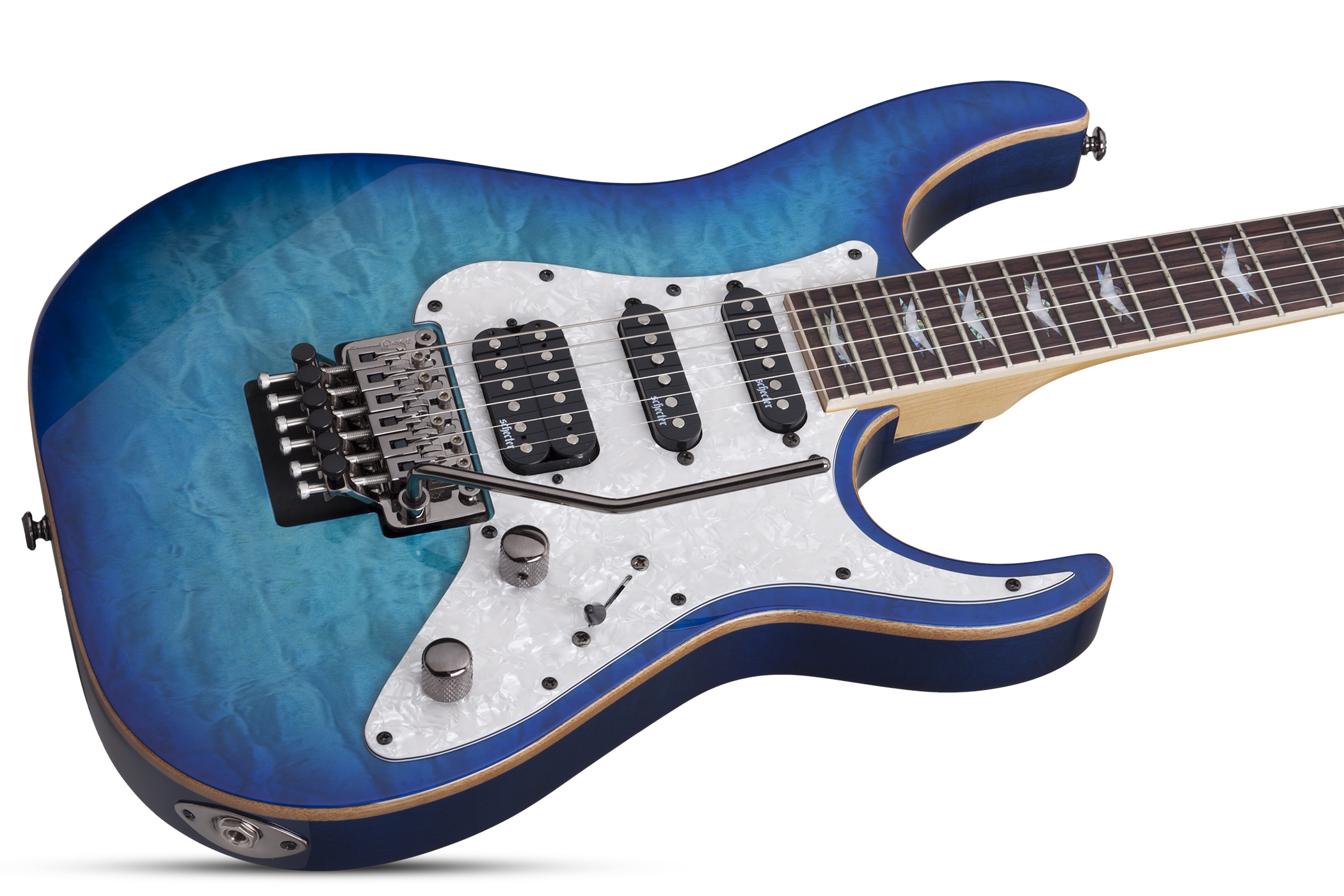 Schecter Banshee-6 Fr Extreme Hh Rw - Ocean Blue Burst - Guitare Électrique Forme Str - Variation 1