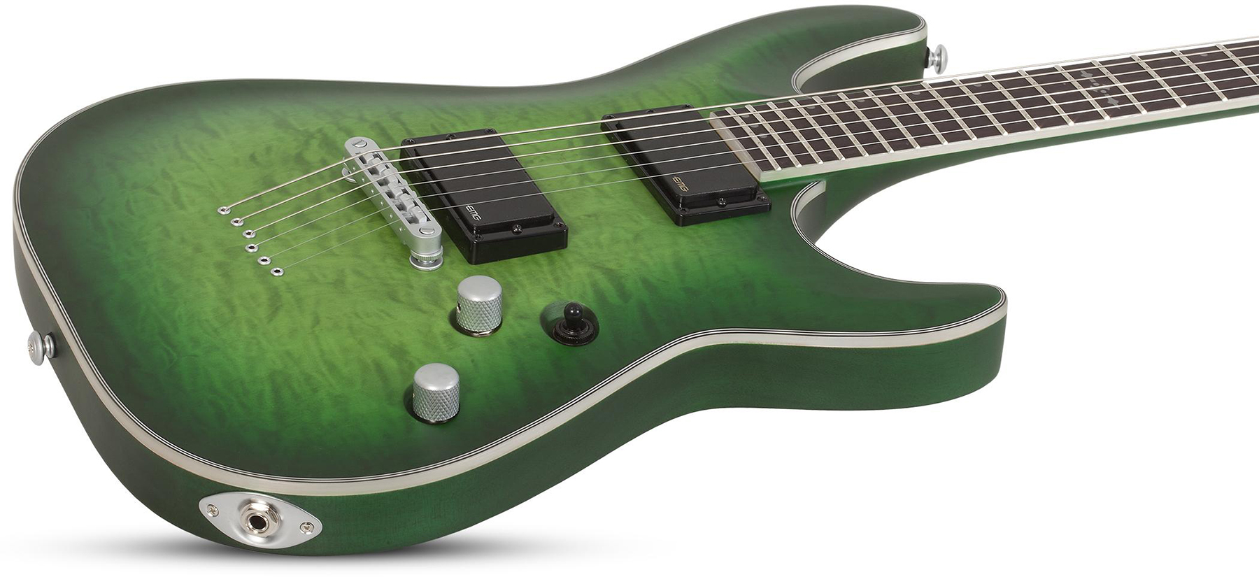 Schecter C-1 Platinum 2h Emg Ht Eb - Satin Green Burst - Guitare Électrique Forme Str - Variation 1