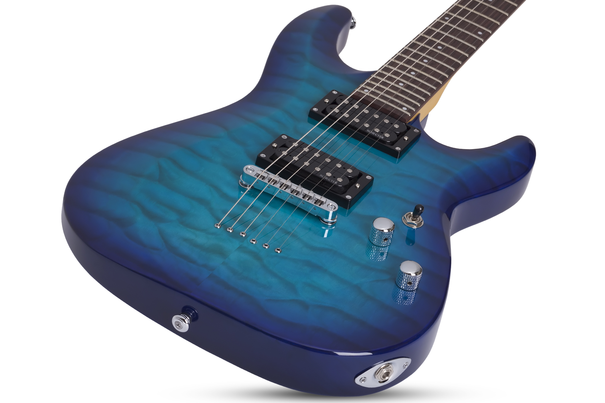 Schecter C-6 Plus 2h Ht Rw - Ocean Blue Burst - Guitare Électrique Double Cut - Variation 1