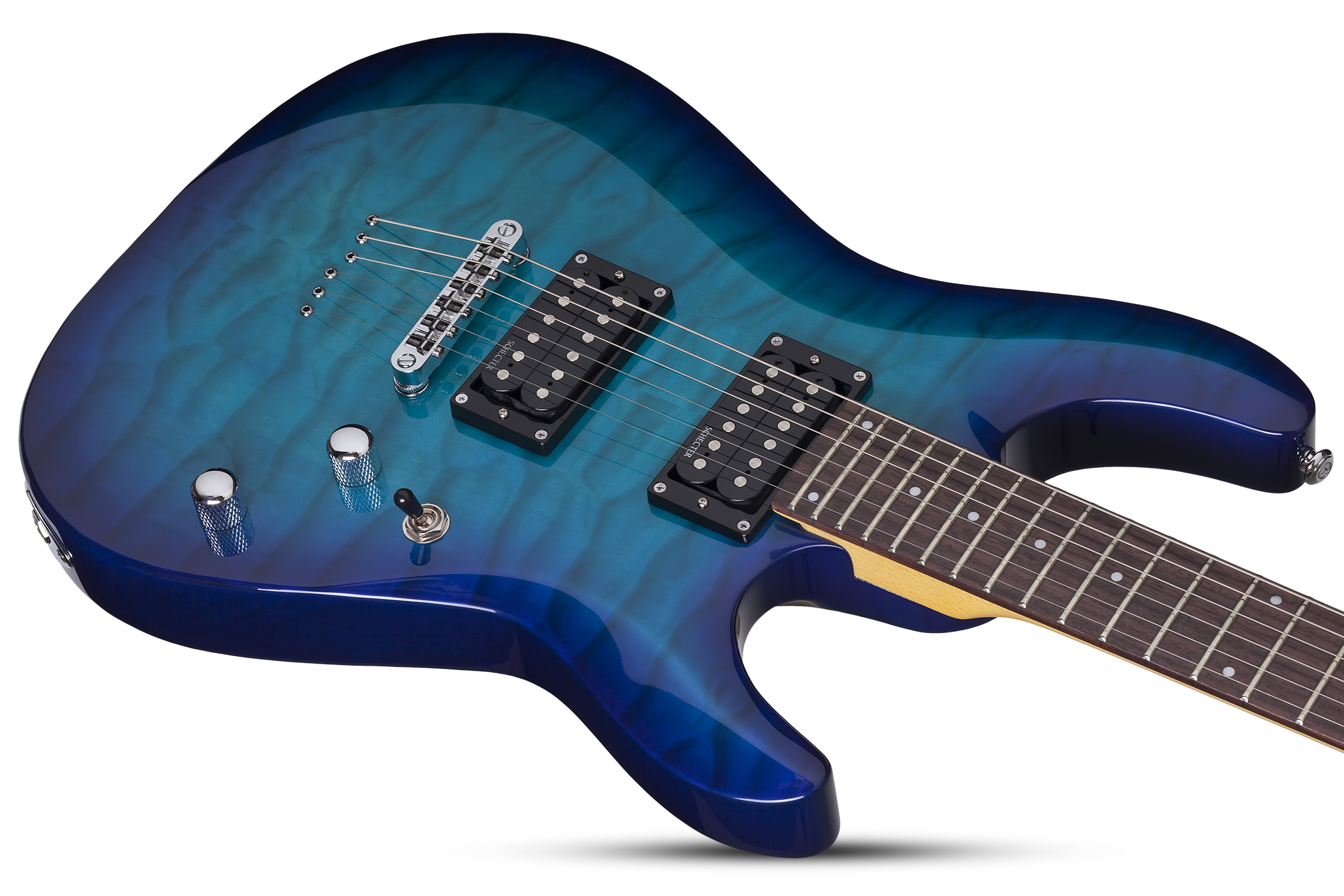 Schecter C-6 Plus 2h Ht Rw - Ocean Blue Burst - Guitare Électrique Double Cut - Variation 2