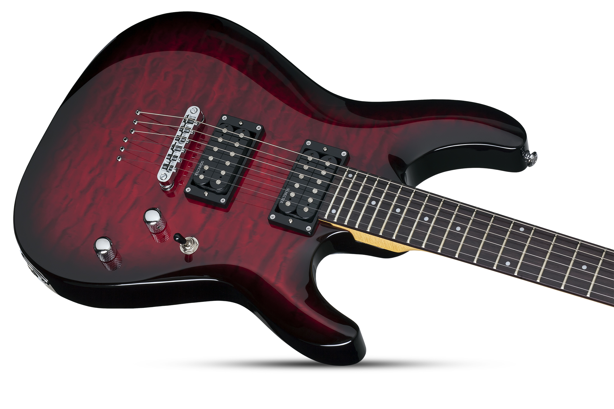 Schecter C-6 Plus 2h Ht Rw - See-thru Cherry Burst - Guitare Électrique Double Cut - Variation 3