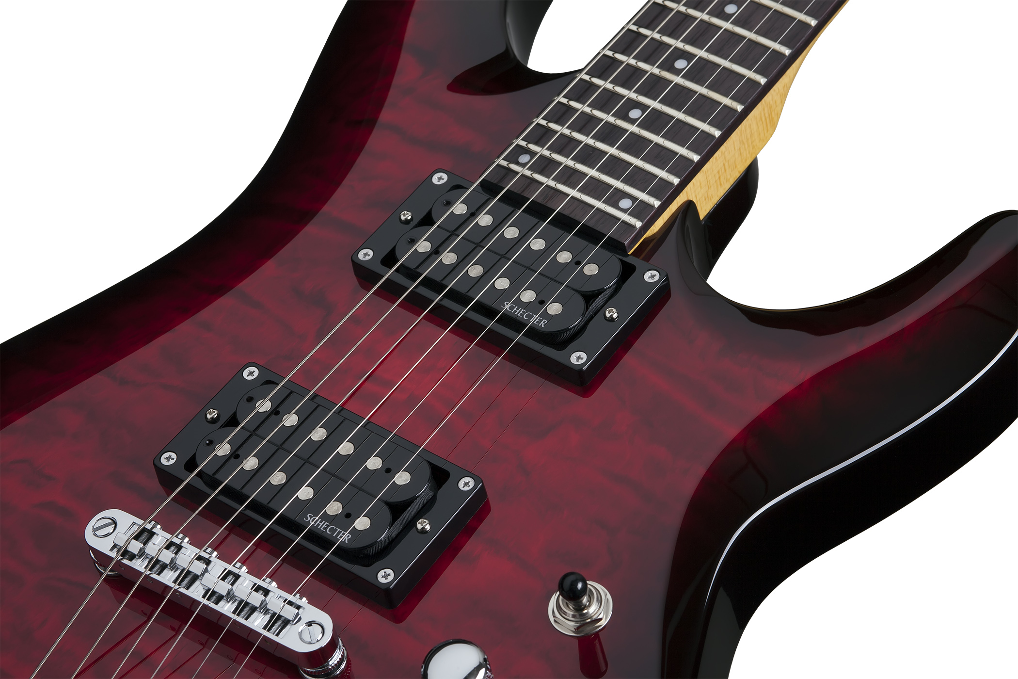 Schecter C-6 Plus 2h Ht Rw - See-thru Cherry Burst - Guitare Électrique Double Cut - Variation 4