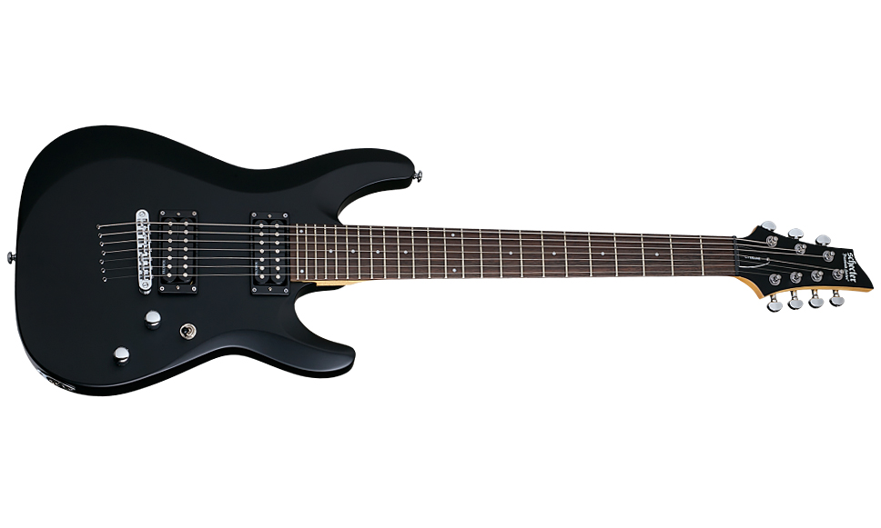 Schecter C-7 Deluxe 2h Ht Rw - Satin Black - Guitare Électrique 7 Cordes - Variation 1