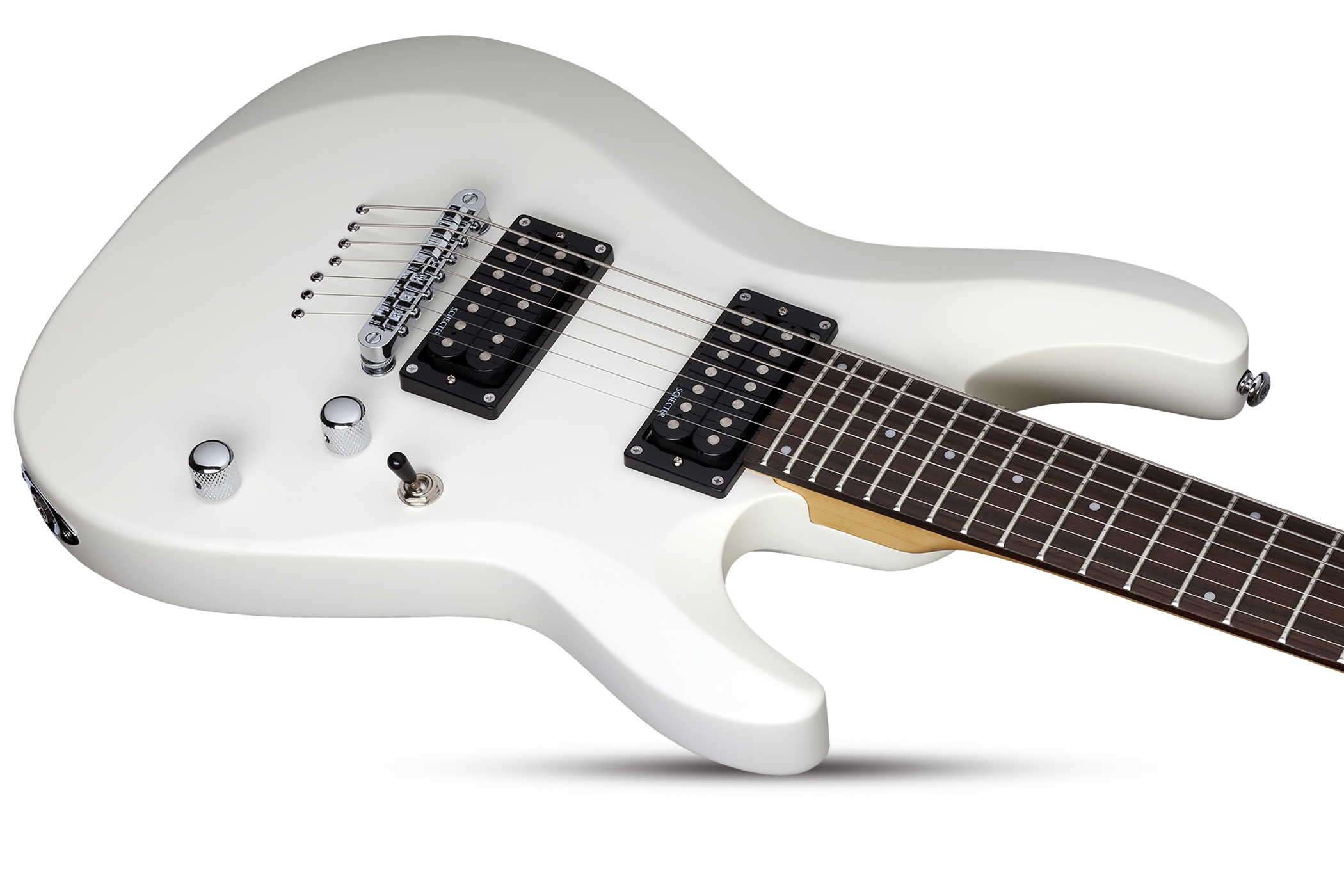 Schecter C-7 Deluxe 7c 2h Ht Rw - Satin White - Guitare Électrique 7 Cordes - Variation 2