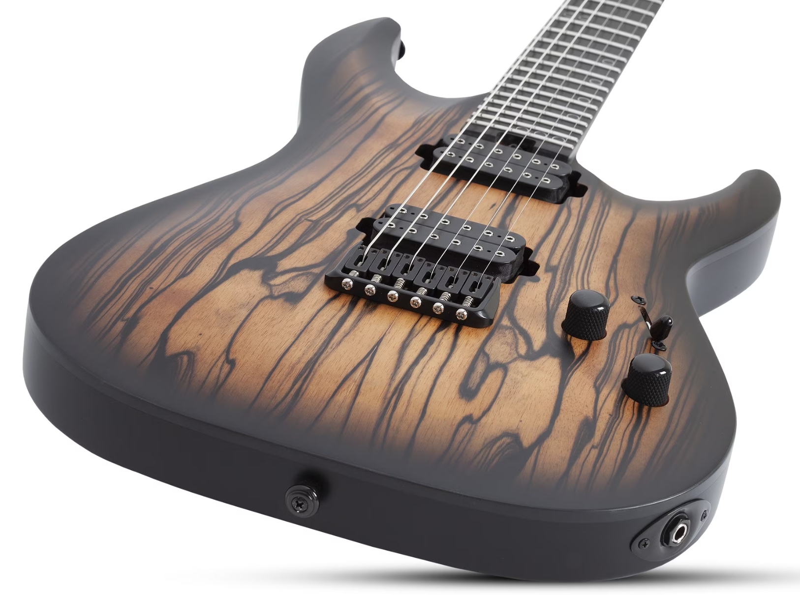 Schecter C1 Pale Moon 2h Ht Ric - Natural Satin Black Burst - Guitare Électrique Forme Str - Variation 1