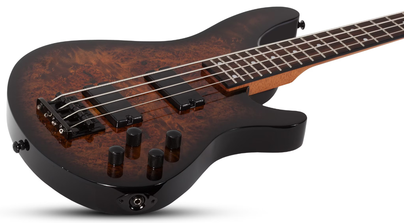Schecter C4 Standard Rw - Tobacco Burl - Basse Électrique Solid Body - Variation 1