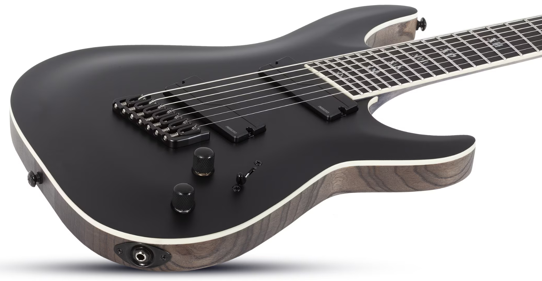 Schecter C7 Multiscale Sls Elite Evil Twin 7c Baryton  2h Fishman Fluence Ht Eb - Satin Black - Guitare Électrique Multi-scale - Variation 1