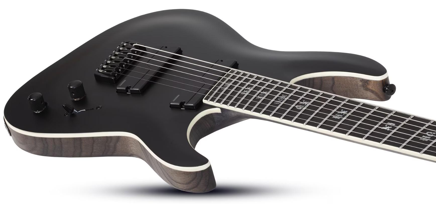 Schecter C7 Multiscale Sls Elite Evil Twin 7c Baryton  2h Fishman Fluence Ht Eb - Satin Black - Guitare Électrique Multi-scale - Variation 2