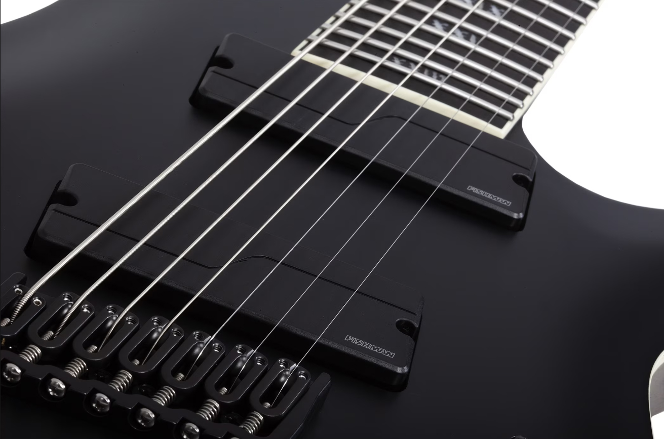 Schecter C7 Multiscale Sls Elite Evil Twin 7c Baryton  2h Fishman Fluence Ht Eb - Satin Black - Guitare Électrique Multi-scale - Variation 3