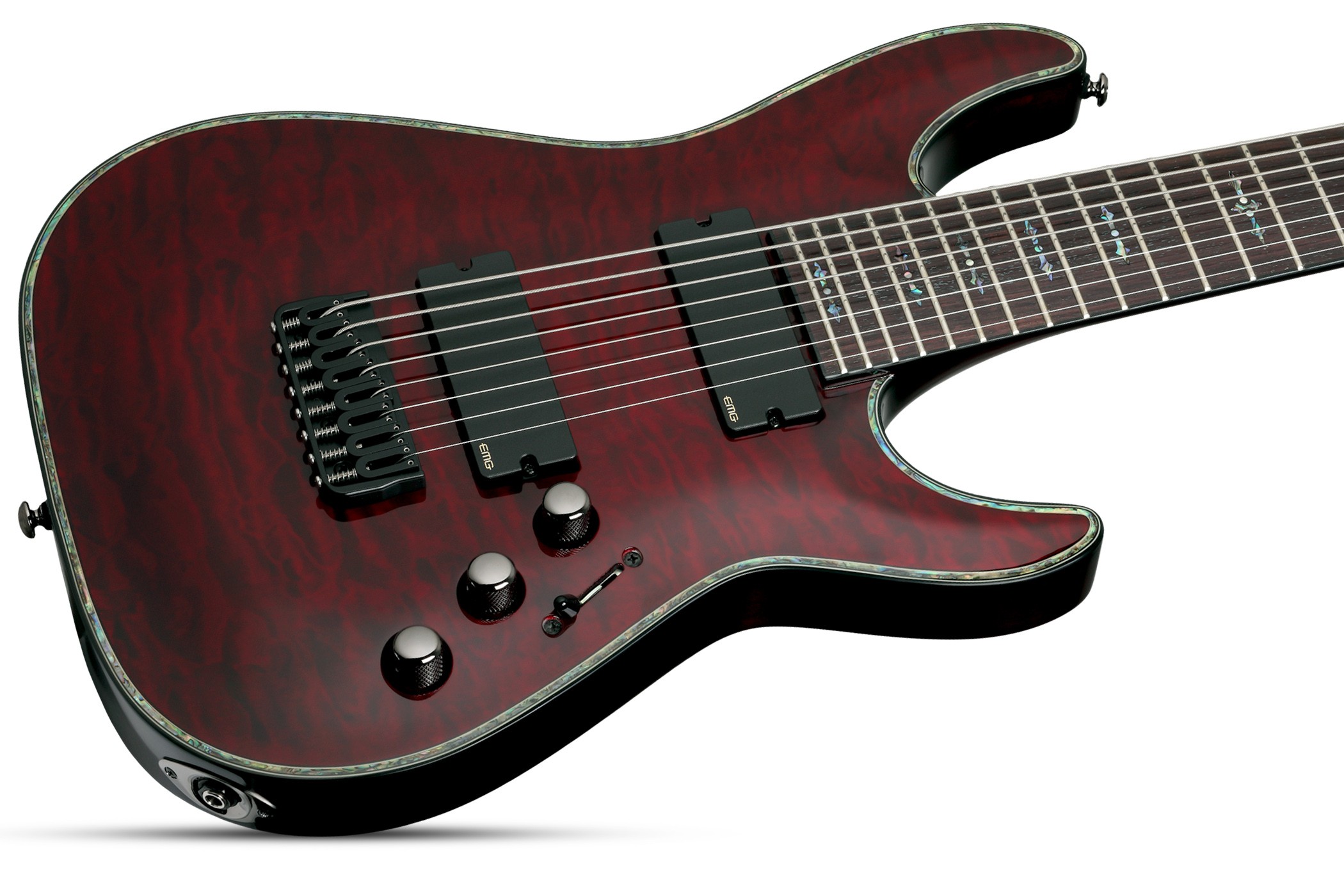 Schecter C8 Hellraiser 8c 2h Emg Ht Eb - Black Cherry - Guitare Électrique Baryton - Variation 1