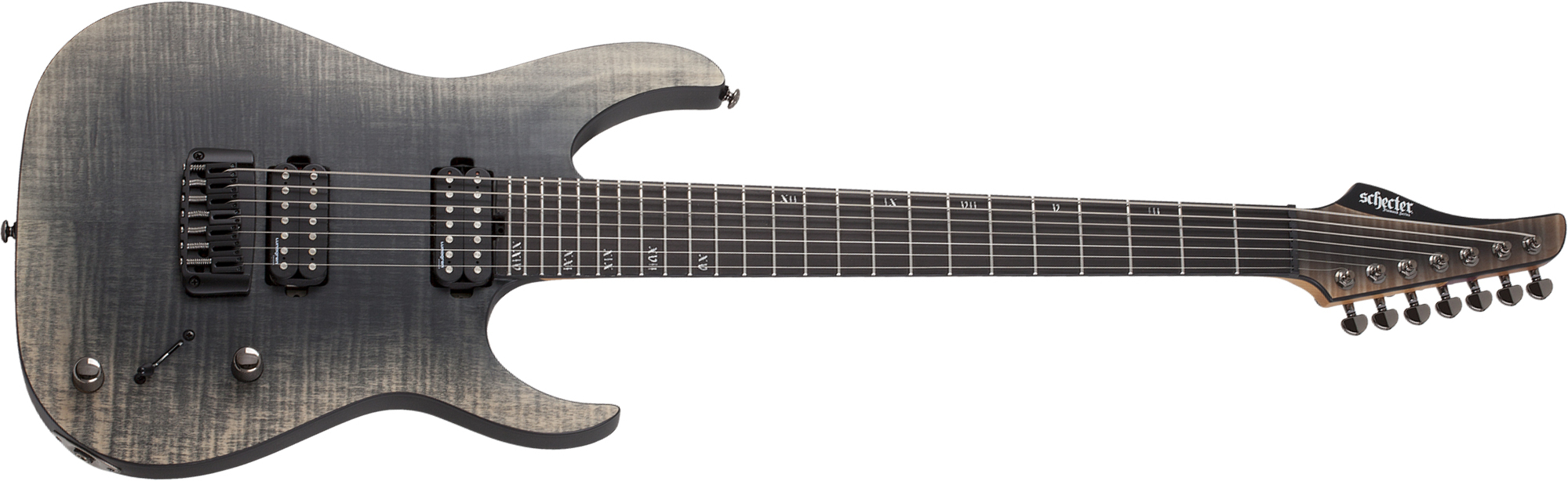 Schecter Banshee Mach-7 7c 2h Lundgren Ht Eb - Fallout Burst - Guitare Électrique 7 Cordes - Main picture