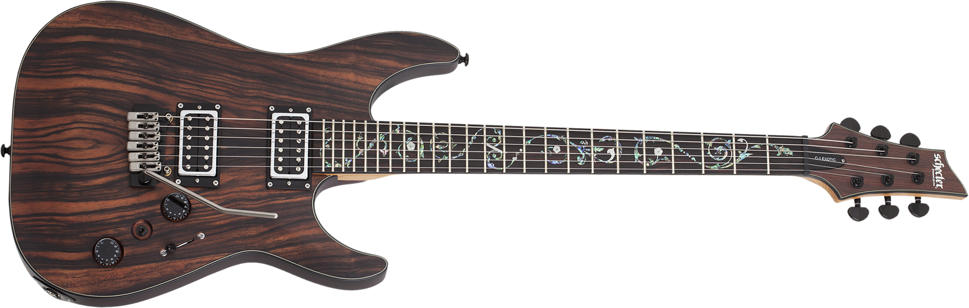 Schecter C-1 Exotic Ebony 2h Trem Eb - Natural Satin - Guitare Électrique Forme Str - Main picture