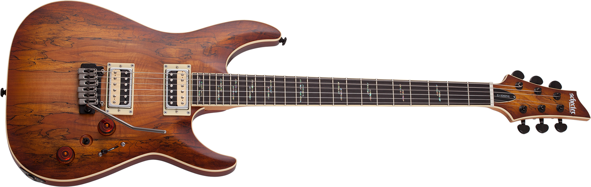 Schecter C-1 Exotic Spalted Maple 2h Trem Eb - Satin Natural Vintage Burst - Guitare Électrique Forme Str - Main picture