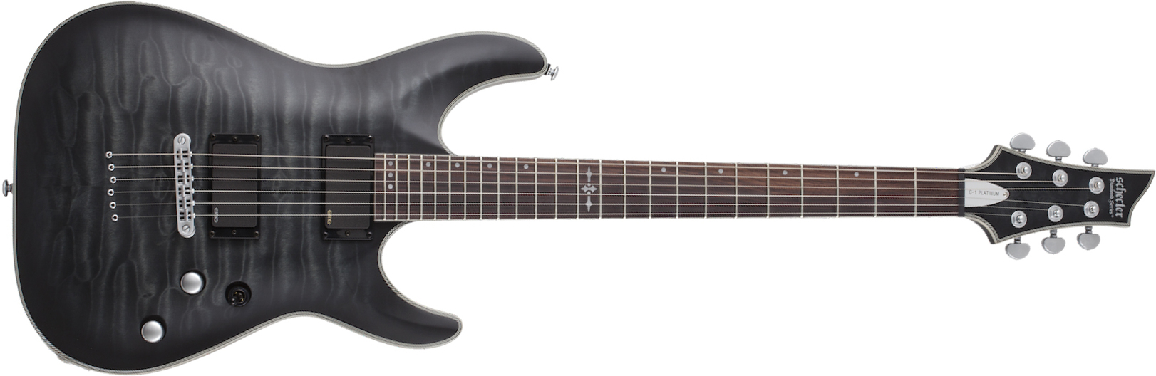Schecter C-1 Platinum 2h Emg Ht Eb - See Through Black Satin - Guitare Électrique Forme Str - Main picture