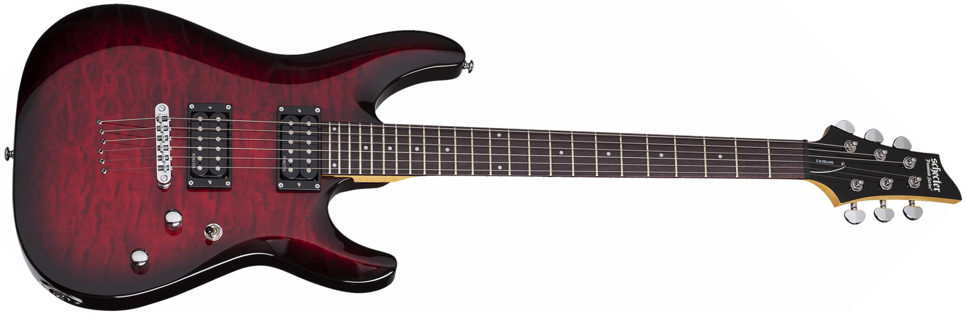 Schecter C-6 Plus 2h Ht Rw - See-thru Cherry Burst - Guitare Électrique Double Cut - Main picture