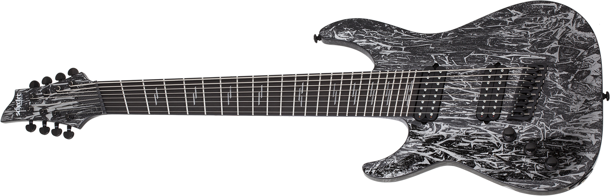 Schecter C-8 Multiscale Lh 8c Gaucher Baryton 2h Ht Eb - Silver Mountain - Guitare Électrique Gaucher - Main picture