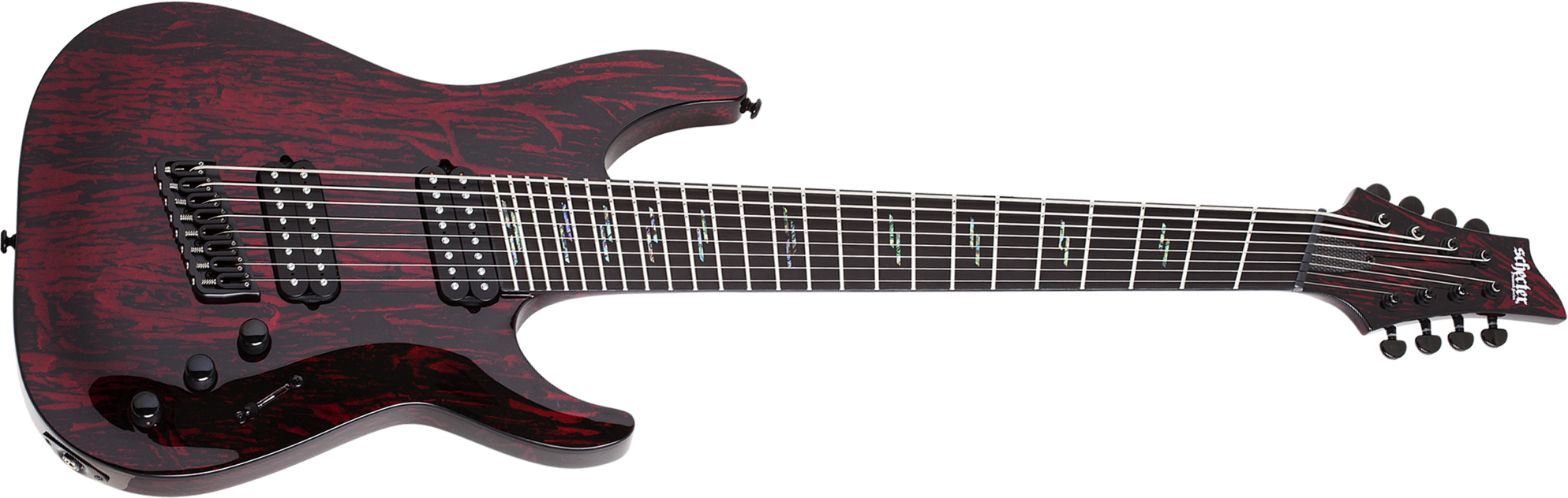 Schecter C-8 Multiscale Silver Mountain 8c Baryton 2h Ht Eb - Blood Moon - Guitare Électrique 8 Et 9 Cordes - Main picture