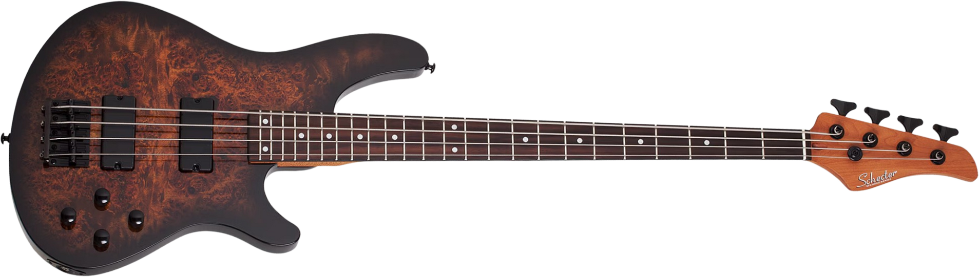 Schecter C4 Standard Rw - Tobacco Burl - Basse Électrique Solid Body - Main picture