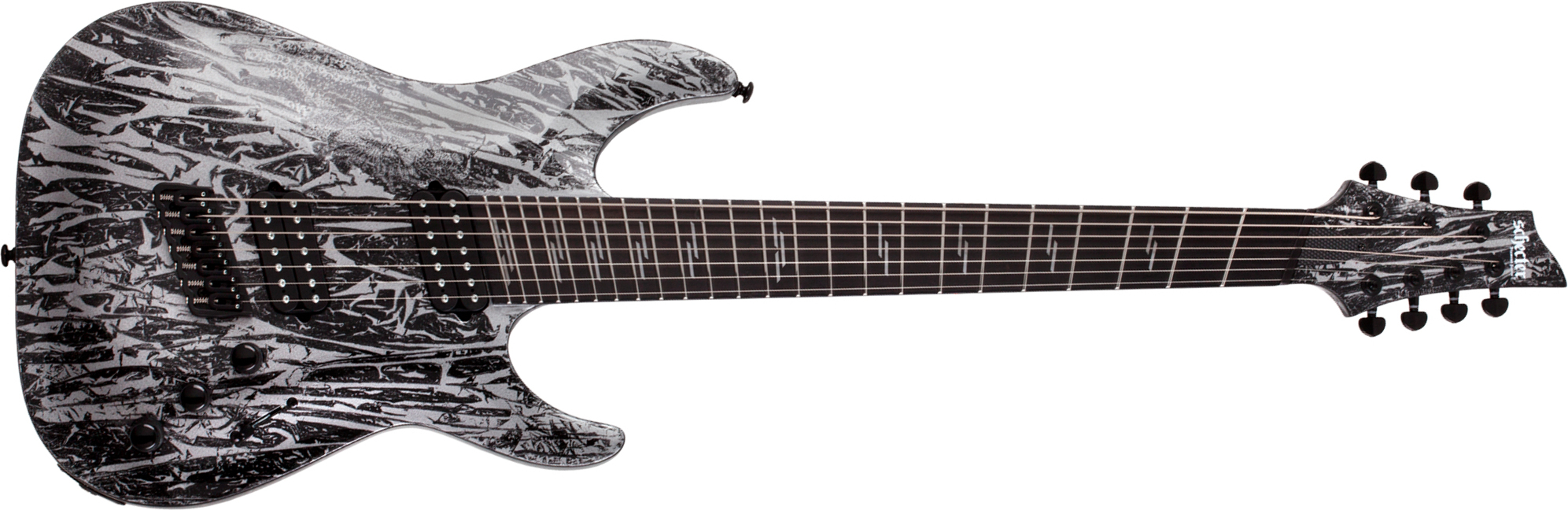 Schecter C7 Multiscale 7c Baryton 2h Ht Eb - Silver Mountain - Guitare Électrique Multi-scale - Main picture