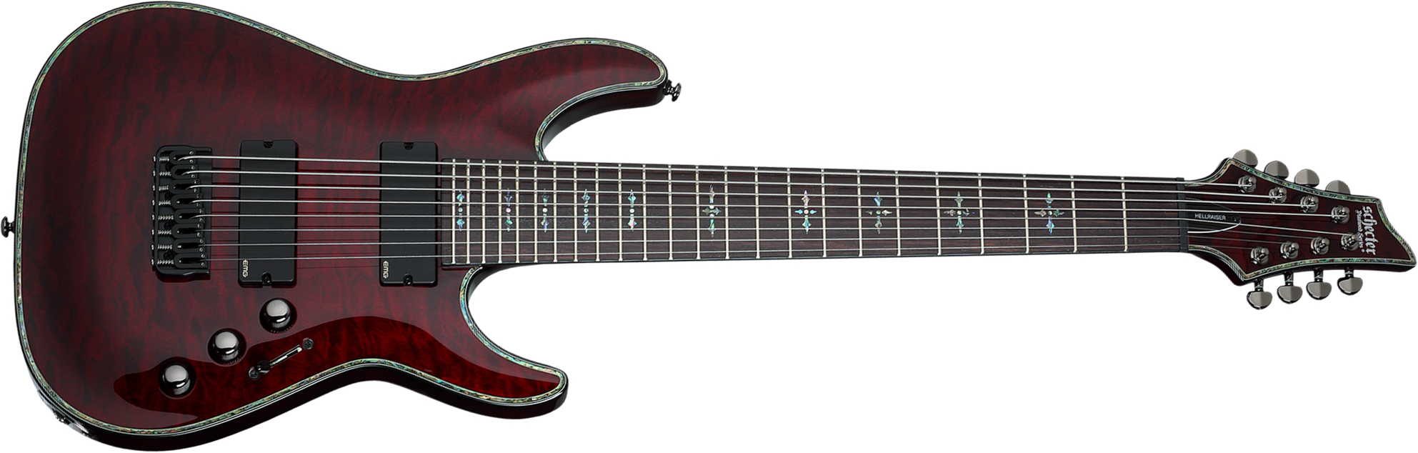 Schecter C8 Hellraiser 8c 2h Emg Ht Eb - Black Cherry - Guitare Électrique Baryton - Main picture