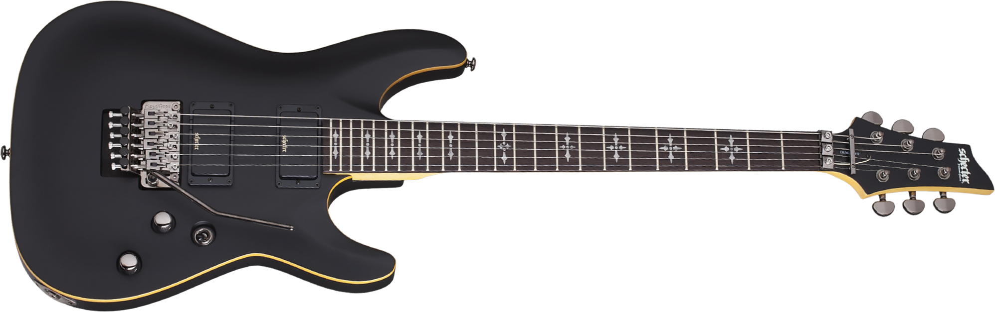 Schecter Demon-6 Fr 2h Rw - Aged Black Satin - Guitare Électrique Forme Str - Main picture