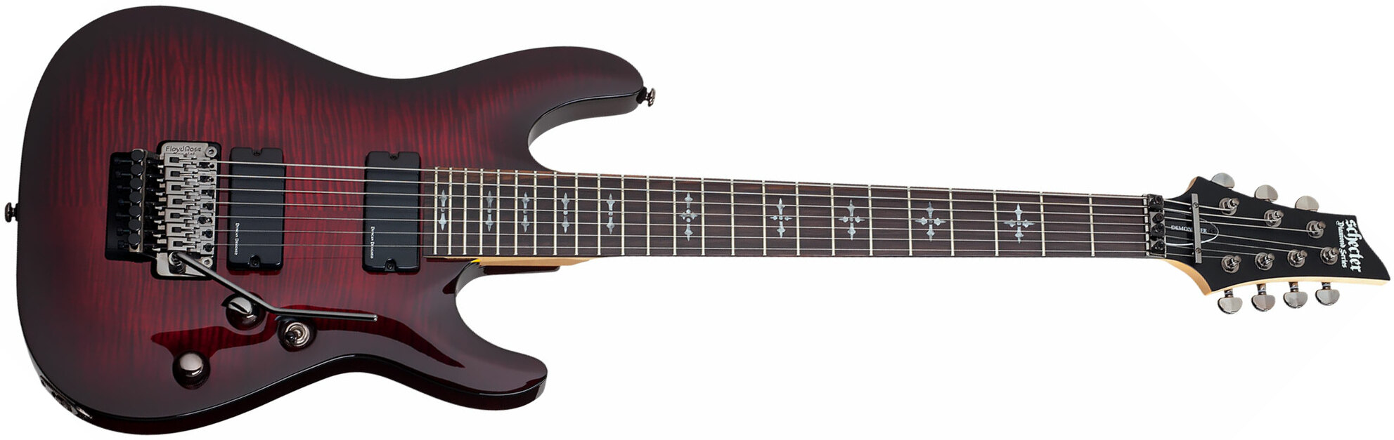 Schecter Demon-7 Fr 2h Wen - Crimson Red Burst - Guitare Électrique 7 Cordes - Main picture