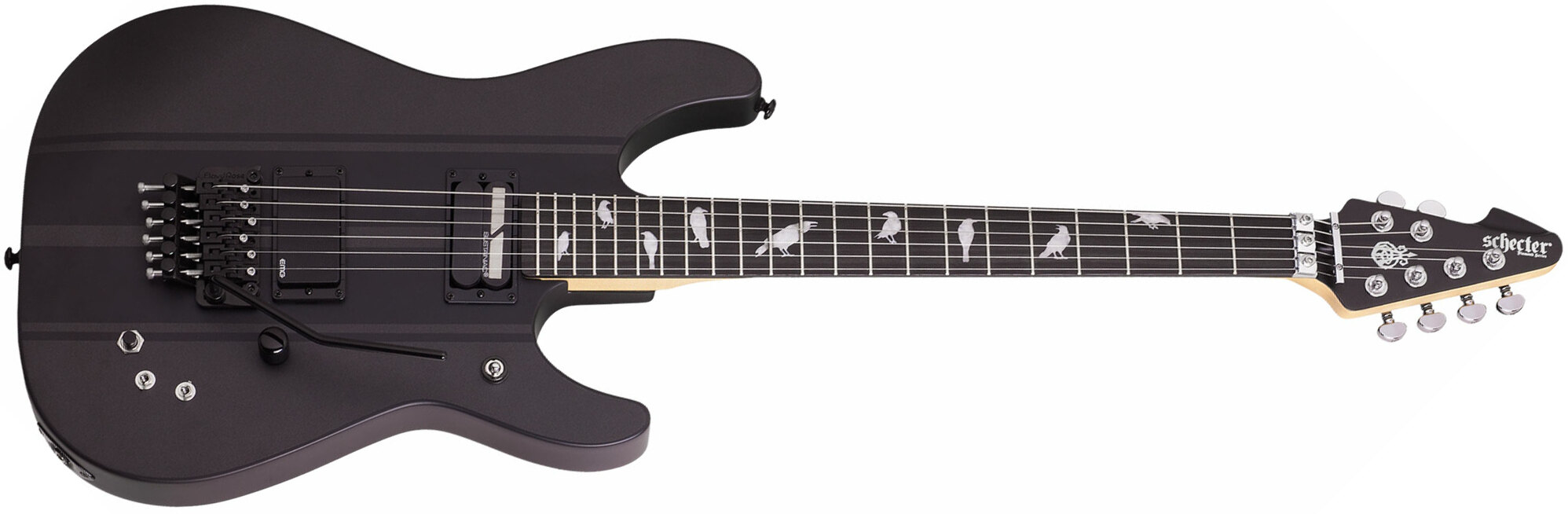 Schecter Dj Ashba Signature 2h Emg Sustainiac Fr Eb - Carbon Grey - Guitare Électrique Forme Str - Main picture