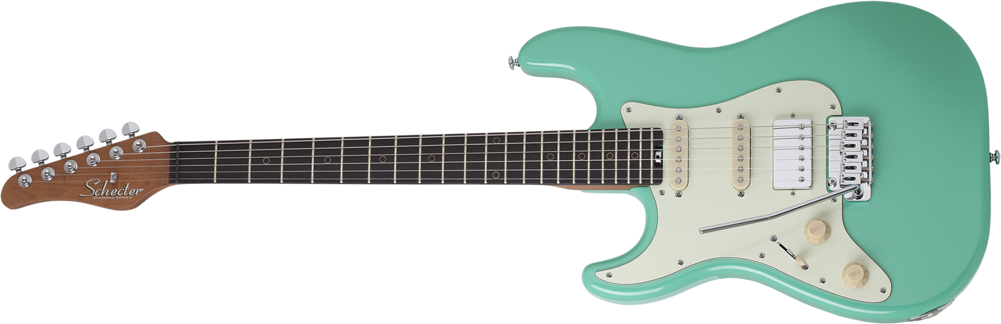 Schecter Nick Johnston Traditional Gaucher Hss Signature Trem Eb - Atomic Green - Guitare Électrique Gaucher - Main picture