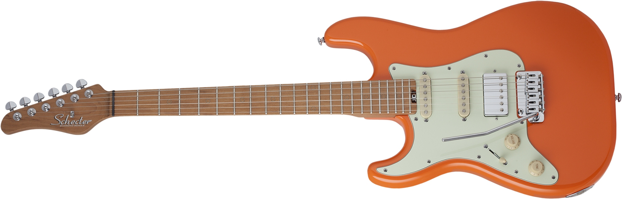 Schecter Nick Johnston Traditional Lh Gaucher Hss Trem Mn - Atomic Orange - Guitare Électrique Gaucher - Main picture