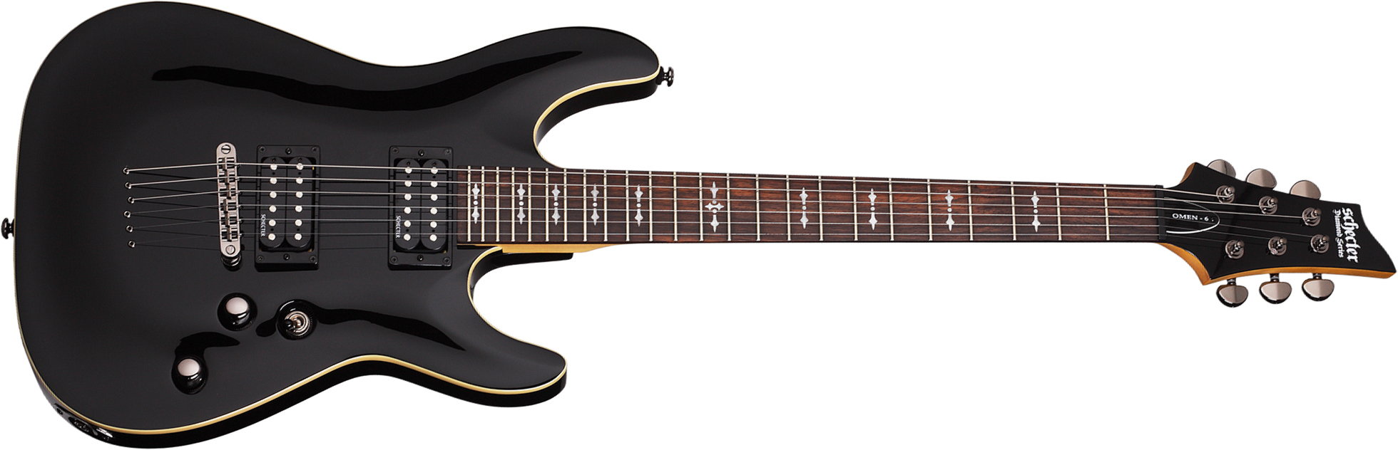 Schecter Omen-6 2h Ht Rw - Black - Guitare Électrique Forme Str - Main picture