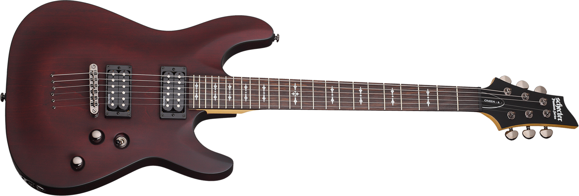 Schecter Omen-6 2h Ht Rw - Walnut Satin - Guitare Électrique Forme Str - Main picture