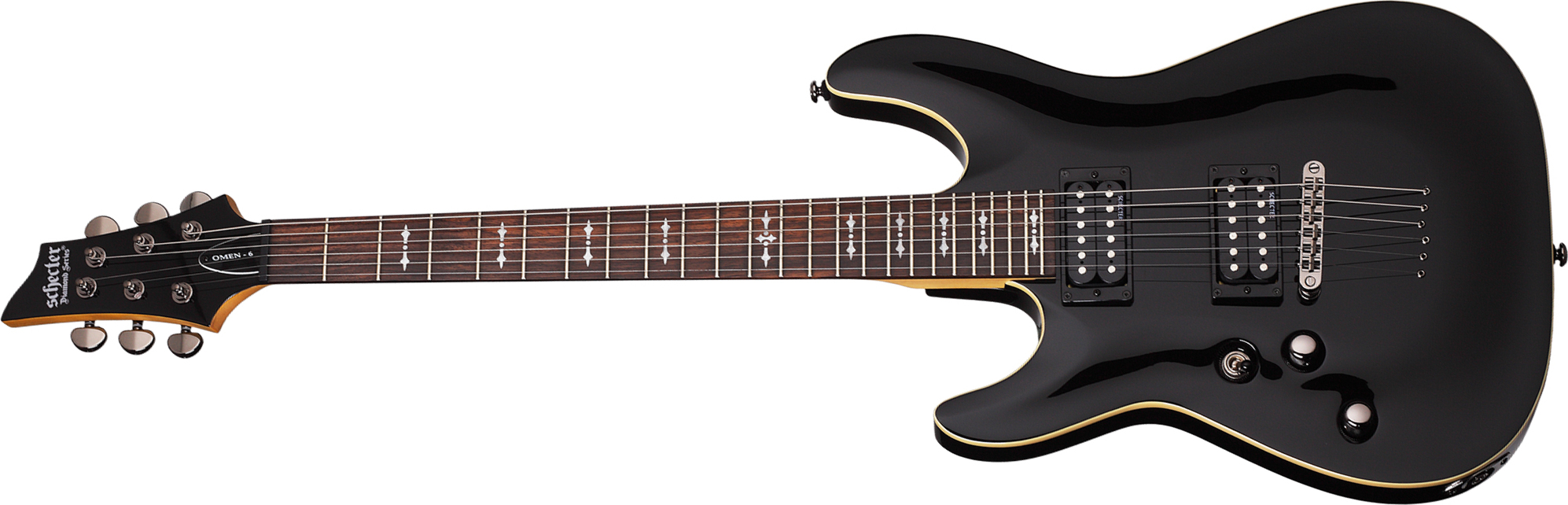 Schecter Omen 6 Lh Gaucher 2h Ht Rw - Gloss Black - Guitare Électrique Gaucher - Main picture