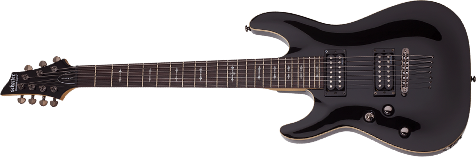 Schecter Omen-7 Lh Gaucher 2h Ht Rw - Black - Guitare Électrique Gaucher - Main picture