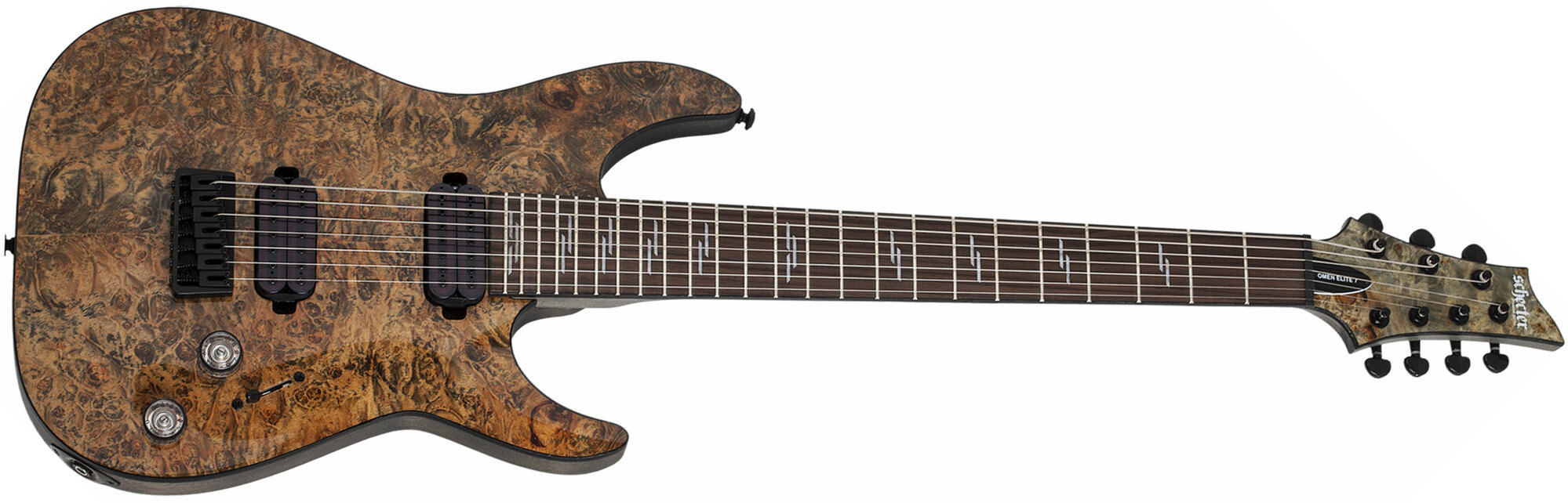 Schecter Omen Elite-7 7c Baryton 2h Ht Rw - Charcoal - Guitare Électrique 7 Cordes - Main picture