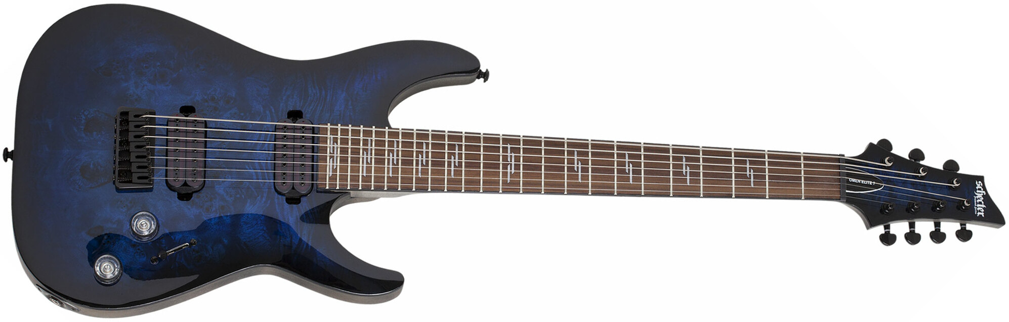 Schecter Omen Elite-7 7c Baryton 2h Ht Rw - See-thru Blue Burst - Guitare Électrique 7 Cordes - Main picture