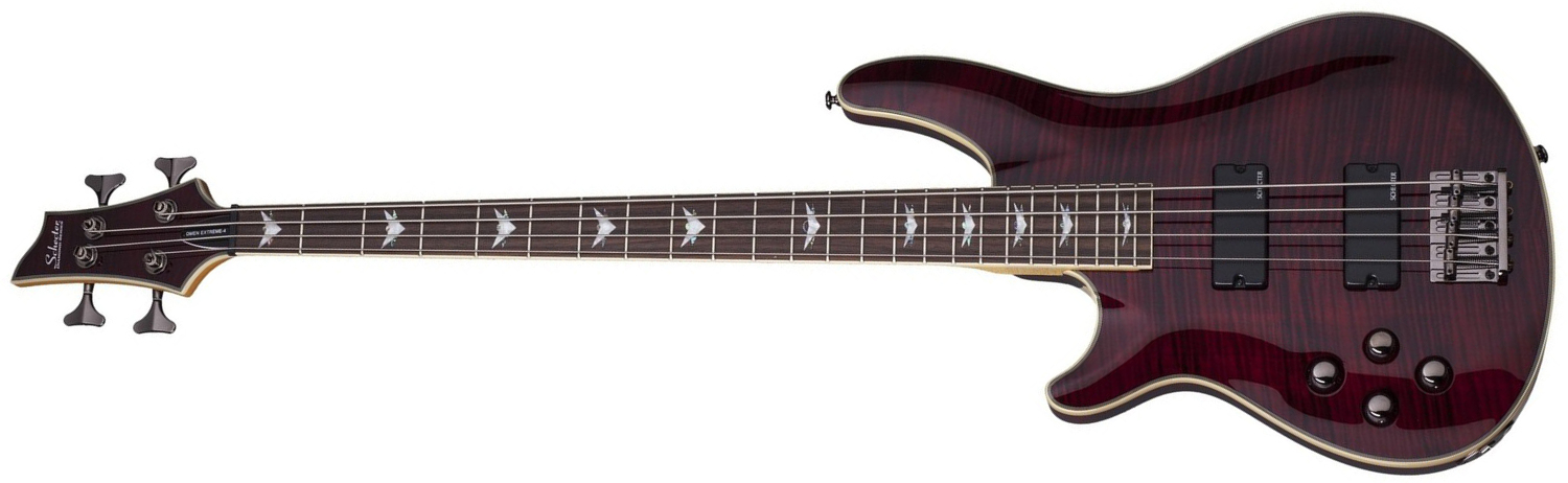 Schecter Omen Extreme-4 Lh Gaucher Active Rw - Black Cherry - Basse Électrique Solid Body - Main picture