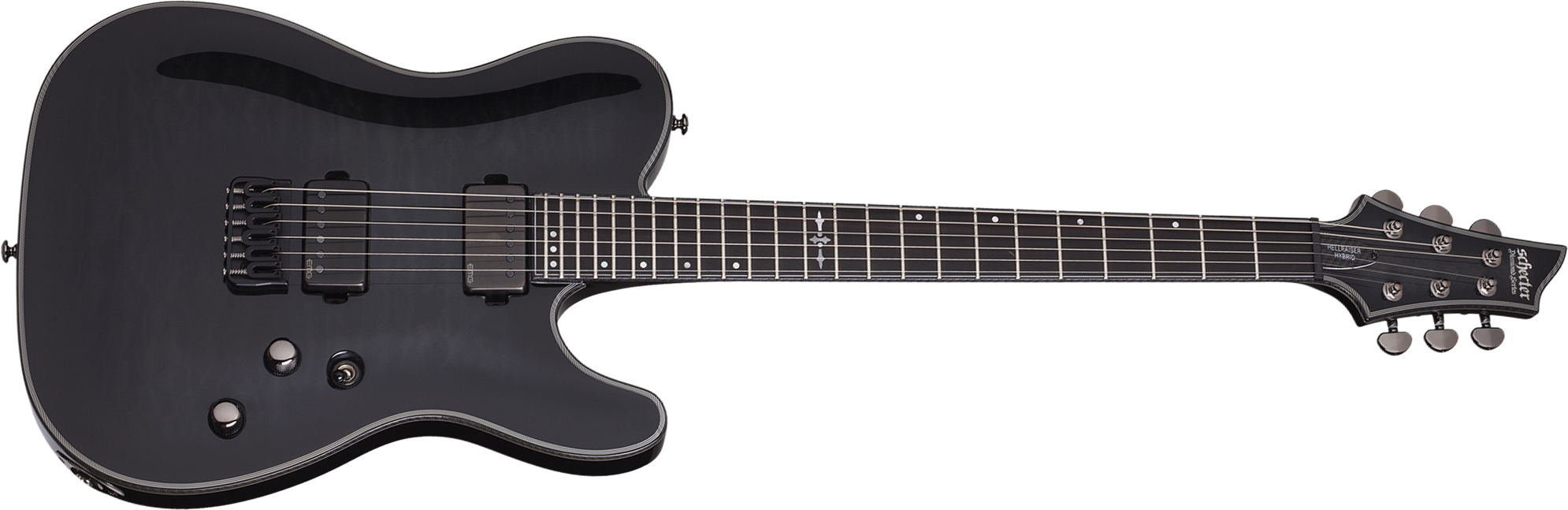 Schecter Pt Hellraiser Hybrid 2h Emg Ht Eb - Transp. Black Burst - Guitare Électrique Forme Tel - Main picture